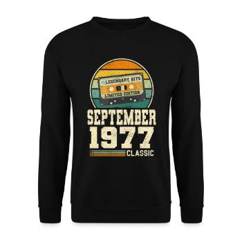 46ème anniversaire Septembre Millésime 1977 Millésime - Sweat-shirt Unisexe - noir - Devant - Alina (178cm) & Michal (187cm)