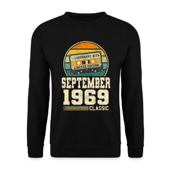 54. Geburtstag September Jahrgang 1969 Vintage - Unisex Pullover - Schwarz - Vorne - Alina (178cm) & Michal (187cm)