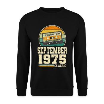 48ème anniversaire Septembre Millésime 1975 Millésime - Sweat-shirt Unisexe - noir - Devant - Alina (178cm) & Michal (187cm)