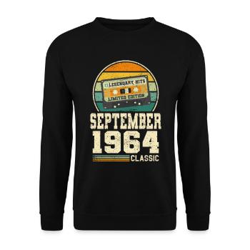 59th Birthday September Vintage 1964 Vintage - Unisex Sweatshirt - black - Front - Alina (178cm) & Michal (187cm)