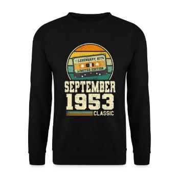 70th Birthday September Vintage 1953 Vintage - Unisex Sweatshirt - black - Front - Alina (178cm) & Michal (187cm)