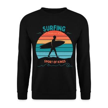 Surfing- Sport of Kings - Unisex Pullover - Schwarz - Vorne - Alina (178cm) & Michal (187cm)