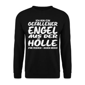 Gefallener Engel aus der Hölle - Unisex Pullover - Schwarz - Vorne - Alina (178cm) & Michal (187cm)