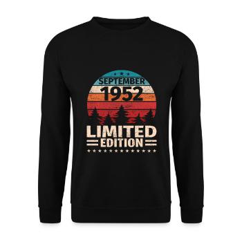 71. Geburtstag September Jahrgang 1952 Vintage - Unisex Pullover - Schwarz - Vorne - Alina (178cm) & Michal (187cm)