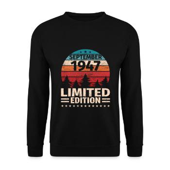 76e anniversaire Septembre Millésime 1947 Millésime - Sweat-shirt Unisexe - noir - Devant - Alina (178cm) & Michal (187cm)
