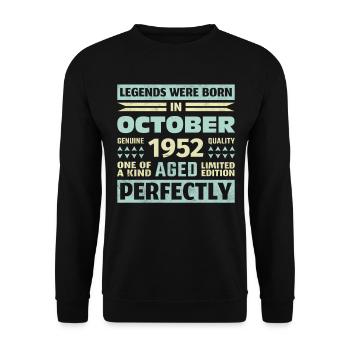 71. Geburtstag Oktober Jahrgang 1952 Vintage - Unisex Pullover - Schwarz - Vorne - Alina (178cm) & Michal (187cm)