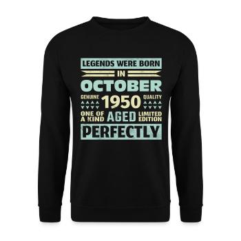 73. Geburtstag Oktober Jahrgang 1950 Vintage - Unisex Pullover - Schwarz - Vorne - Alina (178cm) & Michal (187cm)