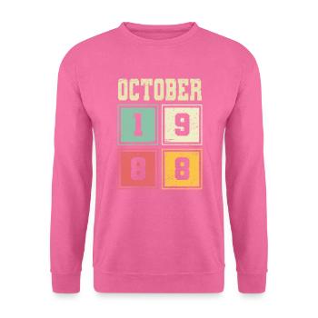 35th Birthday October Vintage 1988 Vintage - Unisex Sweatshirt - pink - Front