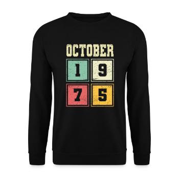 48ème anniversaire Octobre Millésime 1975 Millésime - Sweat-shirt Unisexe - noir - Devant - Alina (178cm) & Michal (187cm)