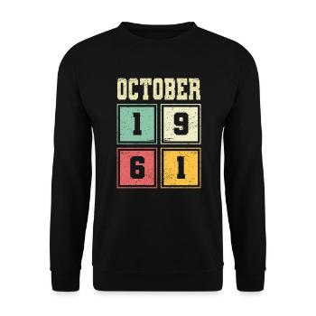 62. Geburtstag Oktober Jahrgang 1961 Vintage - Unisex Pullover - Schwarz - Vorne - Alina (178cm) & Michal (187cm)