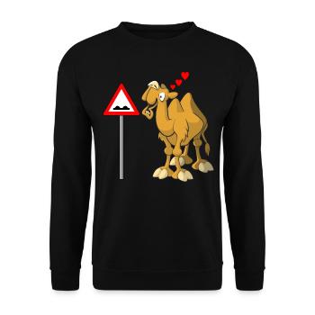Kamel verliebt - Unisex Pullover - Schwarz - Vorne - Alina (178cm) & Michal (187cm)