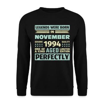 29th Birthday November Vintage 1994 Vintage - Unisex Sweatshirt - black - Front - Alina (178cm) & Michal (187cm)