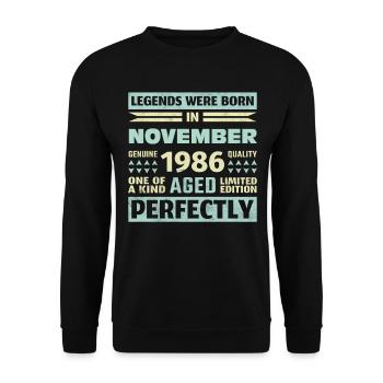 37th Birthday November Vintage 1986 Vintage - Unisex Sweatshirt - black - Front - Alina (178cm) & Michal (187cm)
