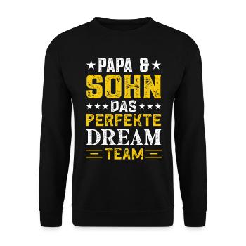 Vater und Sohn das perfekte Team Papa und Sohn - Unisex Pullover - Schwarz - Vorne - Alina (178cm) & Michal (187cm)