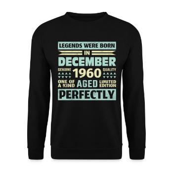 63. Geburtstag Dezember Jahrgang 1960 Vintage - Unisex Pullover - Schwarz - Vorne - Alina (178cm) & Michal (187cm)
