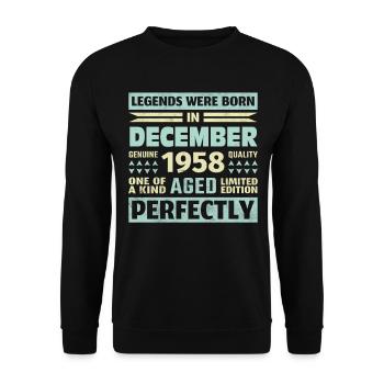 65th Birthday December Vintage 1958 Vintage - Unisex Sweatshirt - black - Front - Alina (178cm) & Michal (187cm)