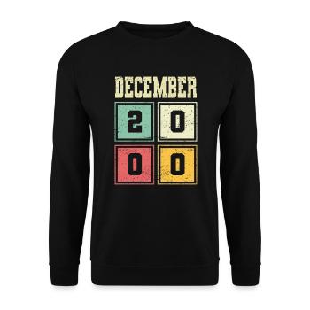 23. Geburtstag Dezember Jahrgang 2000 Vintage - Unisex Pullover - Schwarz - Vorne - Alina (178cm) & Michal (187cm)