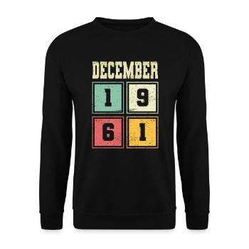 62. Geburtstag Dezember Jahrgang 1961 Vintage - Unisex Pullover - Schwarz - Vorne - Alina (178cm) & Michal (187cm)