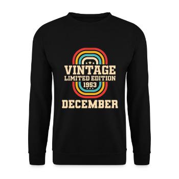 70th Birthday December Vintage 1953 Vintage - Unisex Sweatshirt - black - Front - Alina (178cm) & Michal (187cm)