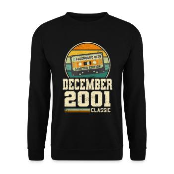 22. Geburtstag Dezember Jahrgang 2001 Vintage - Unisex Pullover - Schwarz - Vorne - Alina (178cm) & Michal (187cm)