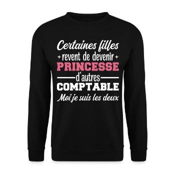 Princesse Comptable - Sweat-shirt Unisexe - noir - Devant - Alina (178cm) & Michal (187cm)