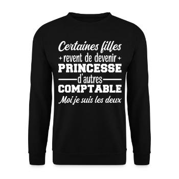 Princesse Comptable - Sweat-shirt Unisexe - noir - Devant - Alina (178cm) & Michal (187cm)