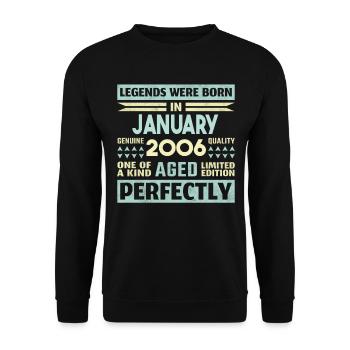 18th Birthday January Vintage 2006 Gift Idea - Unisex Sweatshirt - black - Front - Alina (178cm) & Michal (187cm)