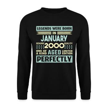 24th Birthday January Vintage 2000 Gift Idea - Unisex Sweatshirt - black - Front - Alina (178cm) & Michal (187cm)