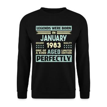 41st Birthday January Vintage 1983 Gift Idea - Unisex Sweatshirt - black - Front - Alina (178cm) & Michal (187cm)