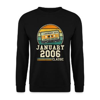 18th Birthday January Vintage 2006 Gift Idea - Unisex Sweatshirt - black - Front - Alina (178cm) & Michal (187cm)