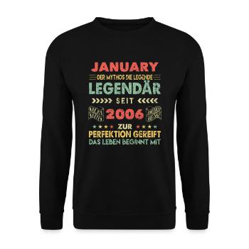 18th Birthday January Vintage 2006 Gift Idea - Unisex Sweatshirt - black - Front - Alina (178cm) & Michal (187cm)