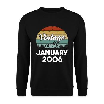 18e anniversaire janvier Vintage 2006 idée cadeau - Sweat-shirt Unisexe - noir - Devant - Alina (178cm) & Michal (187cm)