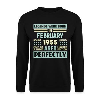 69th Birthday FEBRUARY Vintage 1955 Gift Idea - Unisex Sweatshirt - black - Front - Alina (178cm) & Michal (187cm)