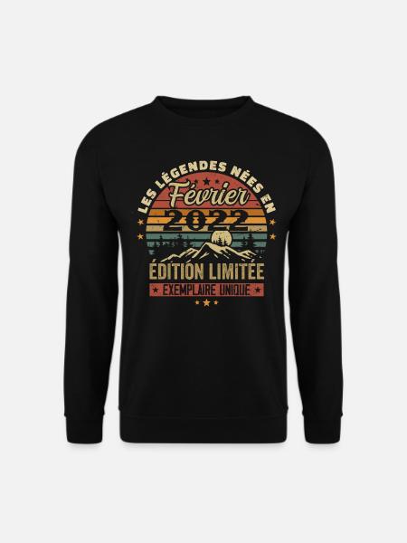 Geboren im Februar 2022 Geburtstag 2 Jahre Retro 2 - Unisex Pullover - Schwarz