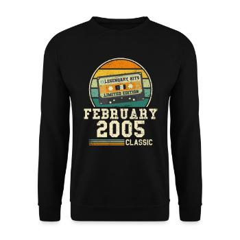 19th Birthday FEBRUARY Vintage 2005 Gift Idea - Unisex Sweatshirt - black - Front - Alina (178cm) & Michal (187cm)