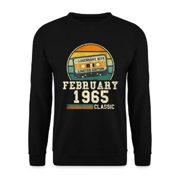 59th Birthday FEBRUARY Vintage 1965 Gift Idea - Unisex Sweatshirt - black - Front - Alina (178cm) & Michal (187cm)