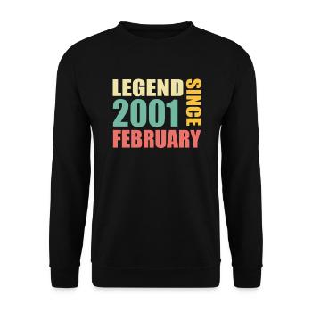 23. Geburtstag FEBRUAR Jahrgang 2001 Geschenkidee - Unisex Pullover - Schwarz - Vorne - Alina (178cm) & Michal (187cm)