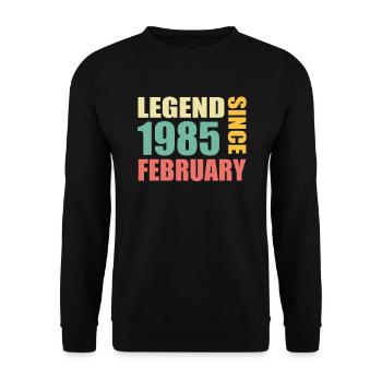 39. Geburtstag FEBRUAR Jahrgang 1985 Geschenkidee - Unisex Pullover - Schwarz - Vorne - Alina (178cm) & Michal (187cm)