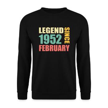 72. Geburtstag FEBRUAR Jahrgang 1952 Geschenkidee - Unisex Pullover - Schwarz - Vorne - Alina (178cm) & Michal (187cm)