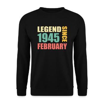 79th Birthday FEBRUARY Vintage 1945 Gift Idea - Unisex Sweatshirt - black - Front - Alina (178cm) & Michal (187cm)