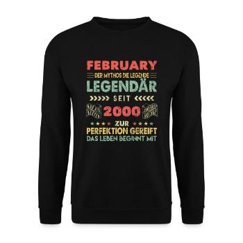24th Birthday FEBRUARY Vintage 2000 Gift Idea - Unisex Sweatshirt - black - Front - Alina (178cm) & Michal (187cm)