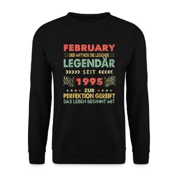 29th Birthday FEBRUARY Vintage 1995 Gift Idea - Unisex Sweatshirt - black - Front - Alina (178cm) & Michal (187cm)