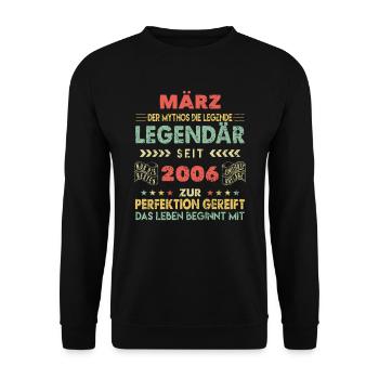 18th Birthday March Vintage 2006 Gift Idea - Unisex Sweatshirt - black - Front - Alina (178cm) & Michal (187cm)