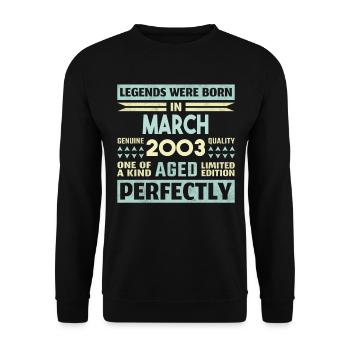 21e anniversaire mars Vintage 2003 idée cadeau - Sweat-shirt Unisexe - noir - Devant - Alina (178cm) & Michal (187cm)