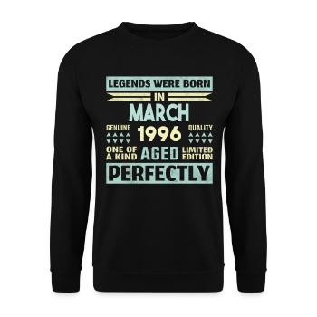 28th Birthday March Vintage 1996 Gift Idea - Unisex Sweatshirt - black - Front - Alina (178cm) & Michal (187cm)