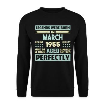 69th Birthday March Vintage 1955 Gift Idea - Unisex Sweatshirt - black - Front - Alina (178cm) & Michal (187cm)