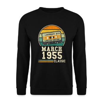 69th Birthday March Vintage 1955 Gift Idea - Unisex Sweatshirt - black - Front - Alina (178cm) & Michal (187cm)
