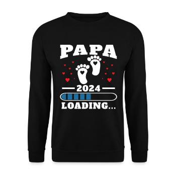 Papa 2024 Drôle Cadeau Fête Des Pères Enceinte - Sweat-shirt Unisexe - noir - Devant - Alina (178cm) & Michal (187cm)