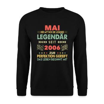 18e anniversaire mai millésime 2006 idée cadeau - Sweat-shirt Unisexe - noir - Devant - Alina (178cm) & Michal (187cm)