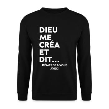 God created me and said with it - Unisex Sweatshirt - black - Front - Alina (178cm) & Michal (187cm)